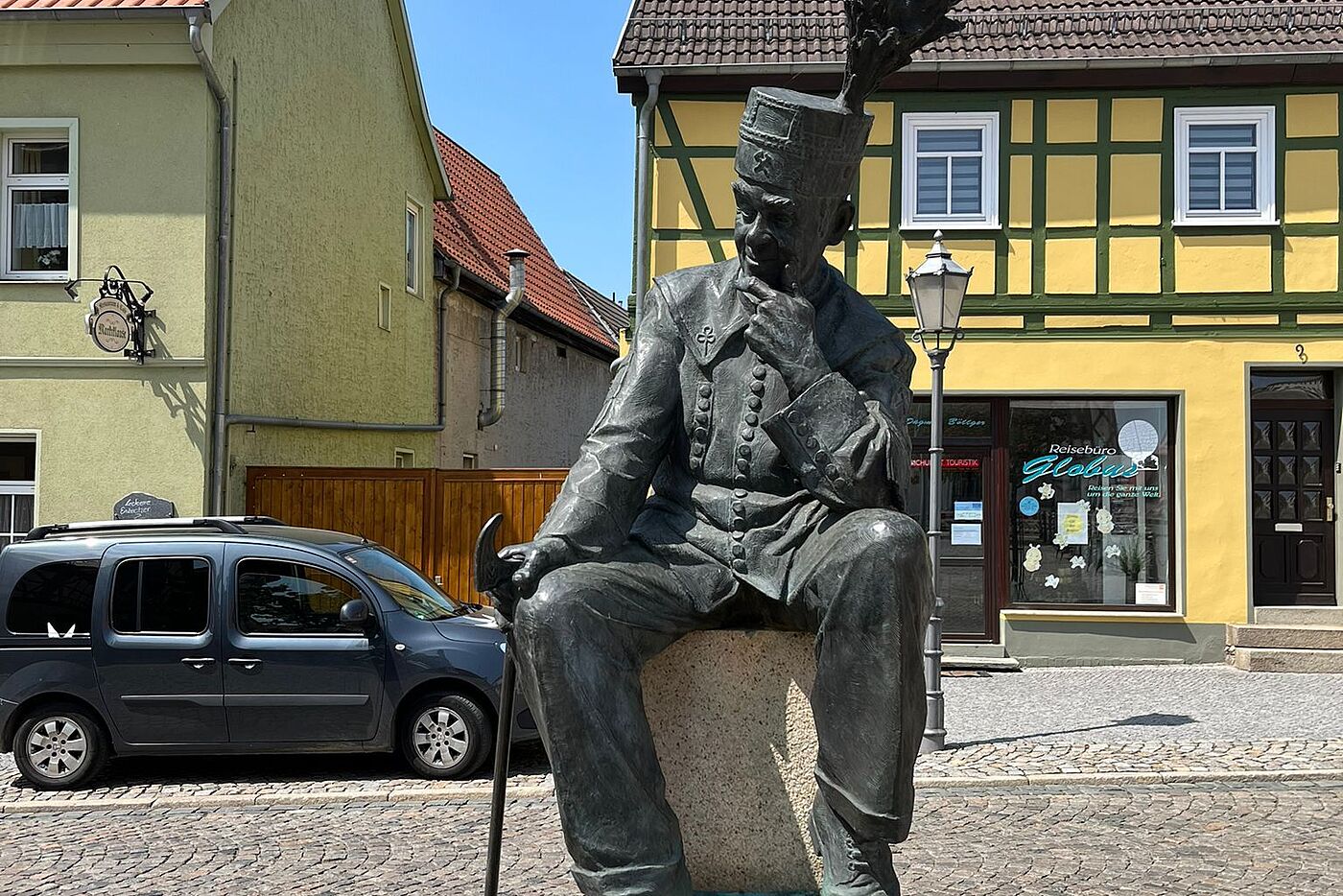 Bergmann auf dem Marktplatz Harzgerode